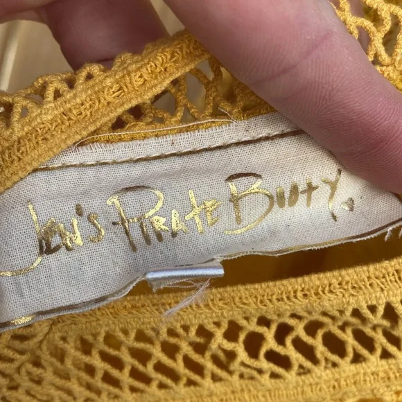 Jen's Pirate Booty Jasmine Crochet Mini Dress Small Yellow Orange Bell Sleeve - Picture 10 of 13